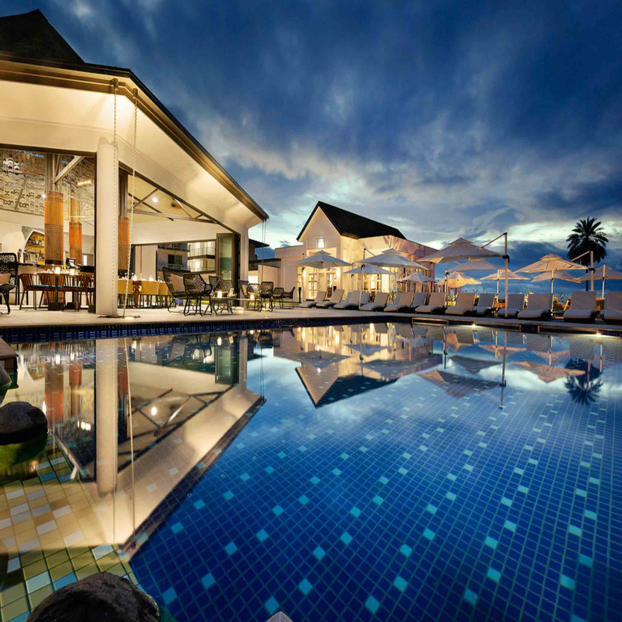 Tropical resort sanctuary retreat with overwater bungalows